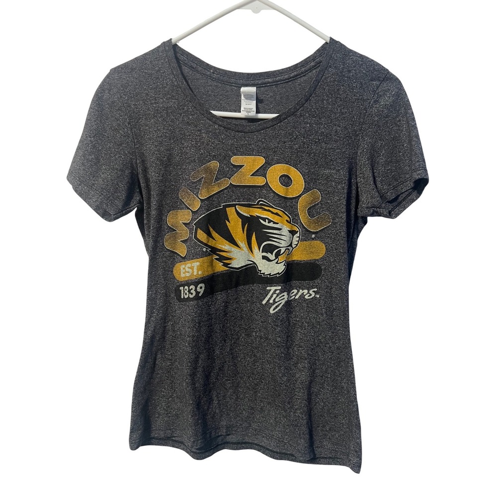 Mizzou‎ Tigers Womens Charcoal Heather Graphic T-Shirt NCAA Missouri Size L